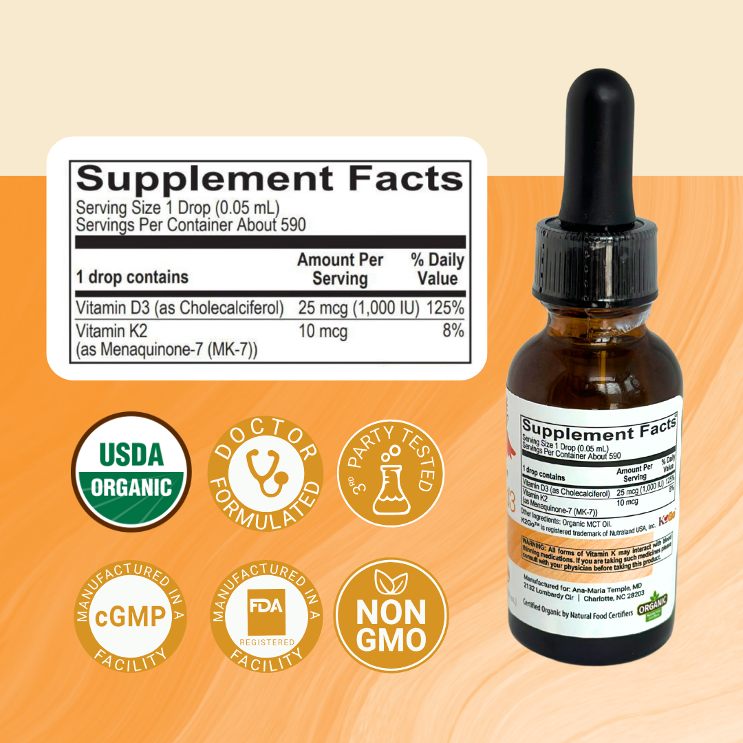Organic Liquid Vitamin D3 with K2